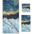 Bolaz Bath Towel Sets for Bathroom Hand Towels Fingertip Towels Blue Gold Marble Abstract Modern 3 Piece Decorative Soft Cotton Absorbent